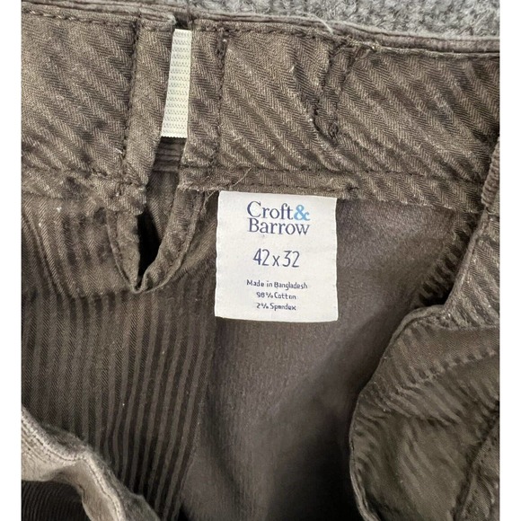 Croft Barrow Casual Corduroy Chino Pants Mens Size 42x32 Expandable Waist Brown - Picture 3 of 9